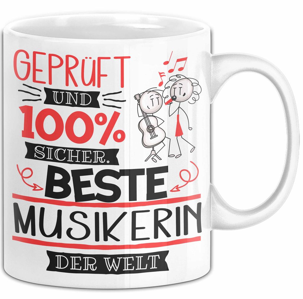 Beste Musikerin Der Welt Tasse Geschenk für Eine Musikerin Und Sicher Geschenkidee Geburtstag Weihnachten (Weiß)