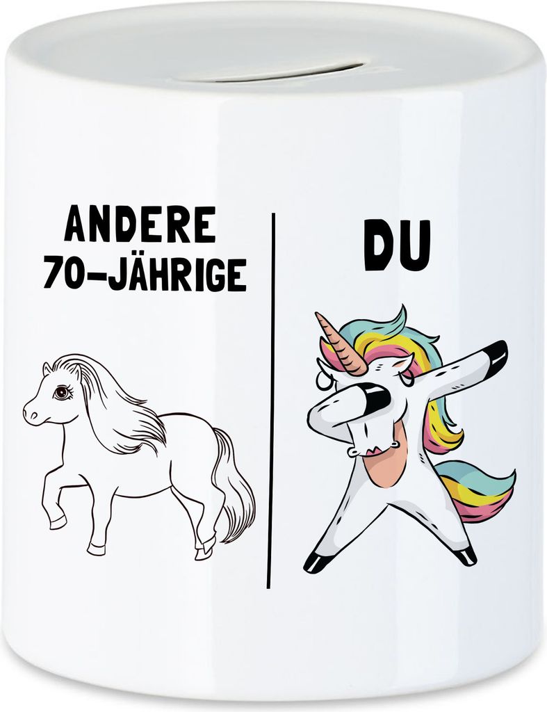 70. Geburtstag Spardose mit Spruch Frauen Lustig Einhorn 70 Jahre Geschenk-Idee Andere 70 Jährige