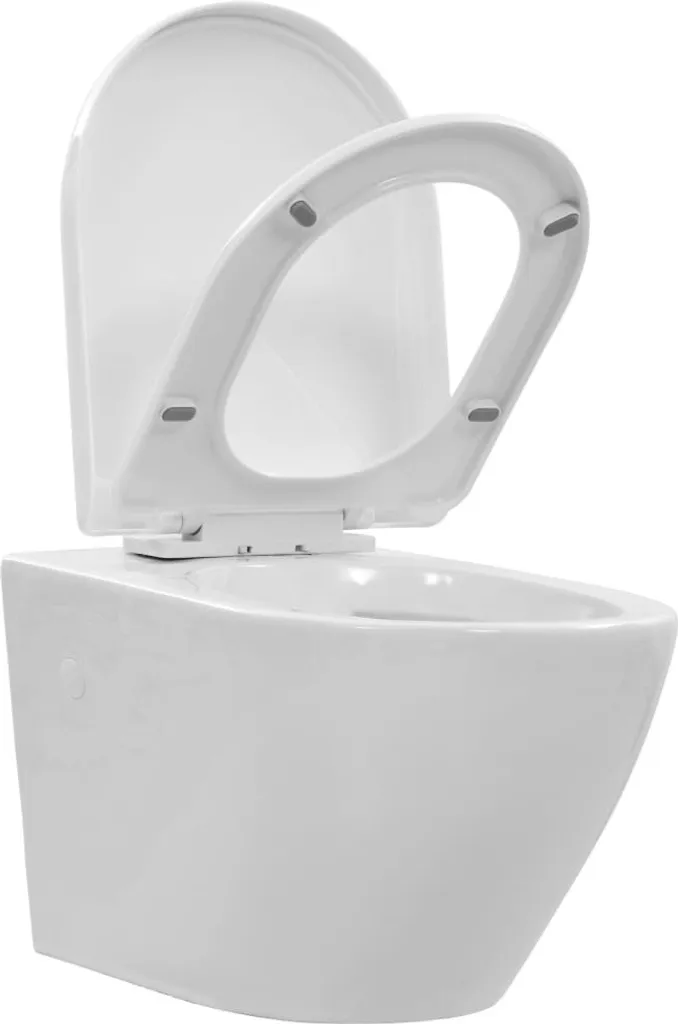WC suspendu sans bride facile à nettoyer en céramique blanche durable - 3