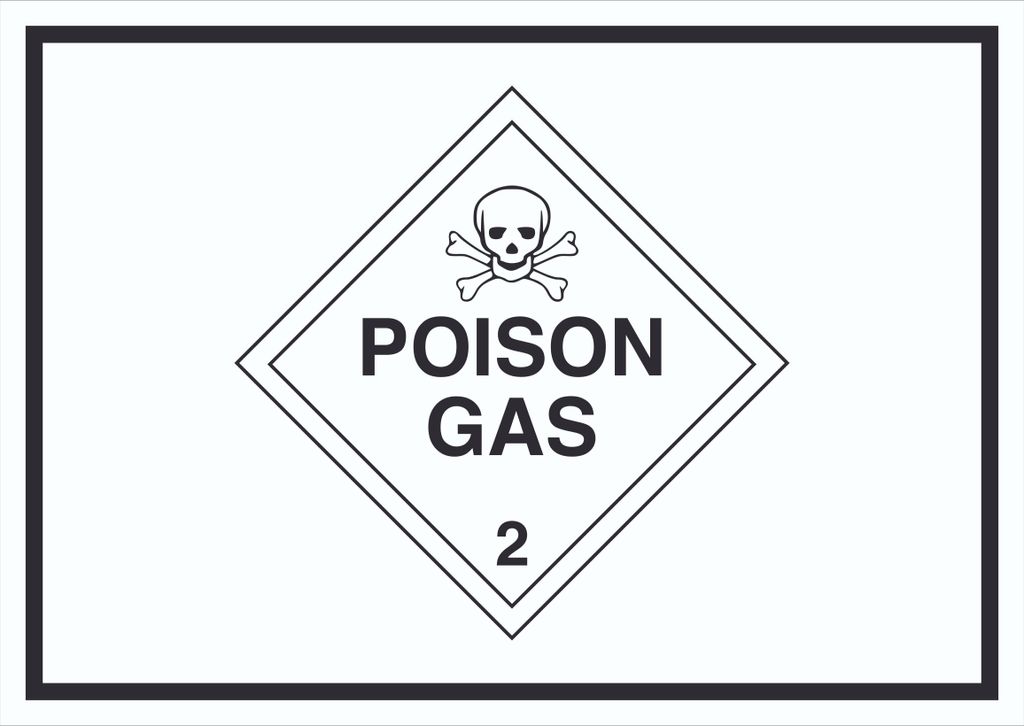 Schild Giftige Gase Symbol Poison Gas Totenkopf A3 Rückseite selbstklebend