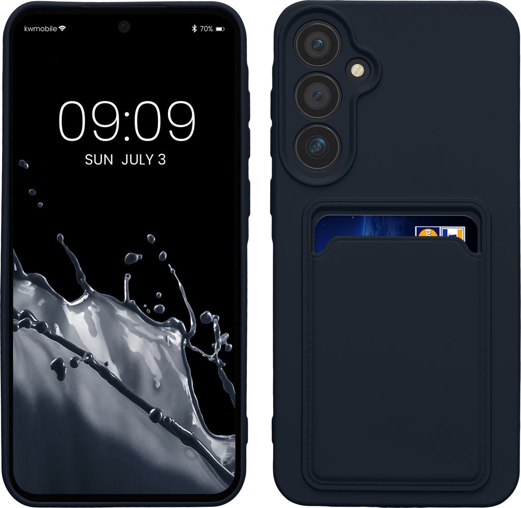 kwmobile Handyhülle kompatibel mit Samsung Galaxy A55 5G Hülle - Handy Cover mit Fach für Karten - in Dunkelblau