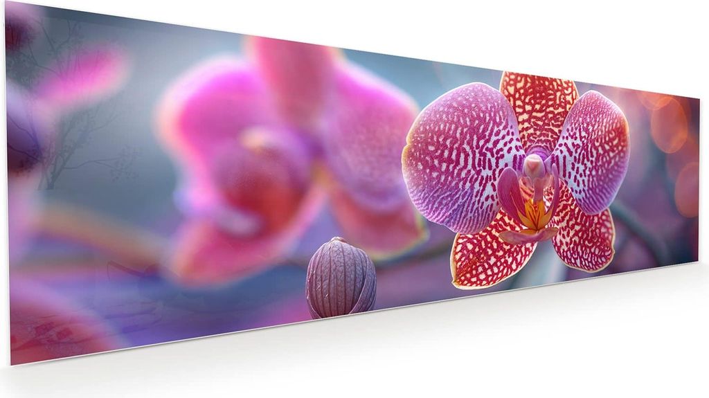 Glasbild 120x40cm in XXL für Wohnzimmer, Schlafzimmer Motiv Exotische Orchidee