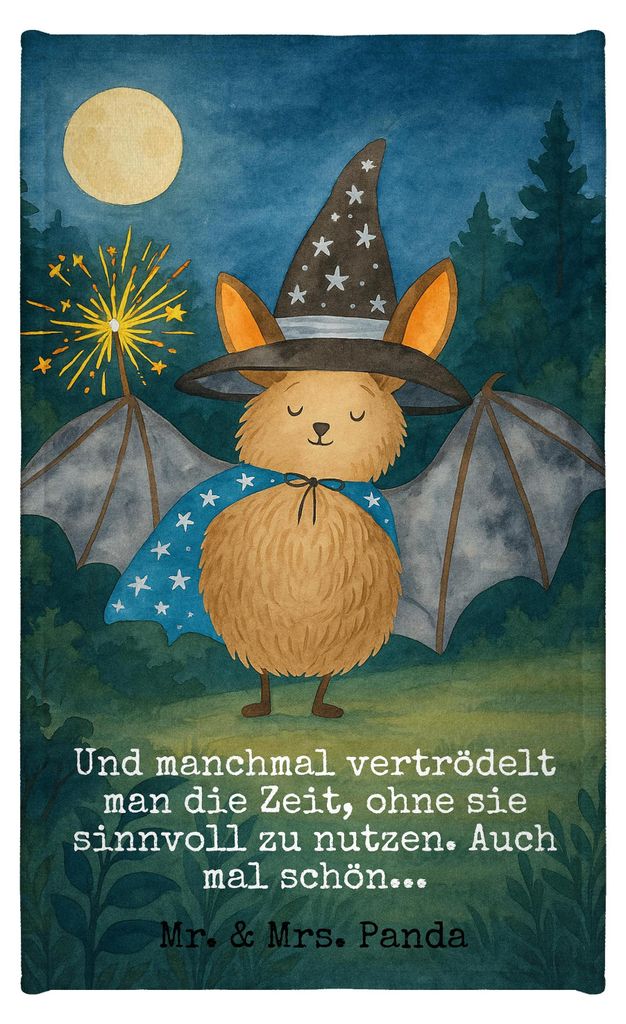 Mr. & Mrs. Panda Handtuch Fledermaus Zauberer Design - Weiß - Geschenk, Kleines, Gästehandtuch 30x50, Fledermäuse, Magier, Frotteehandtuch, Rein...