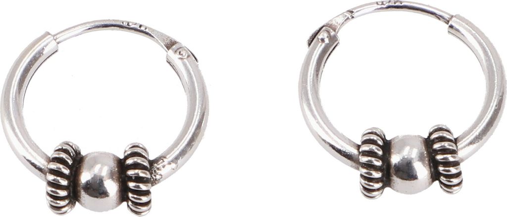 Ethno Ohrringe, Boho Silbercreolen, Creolen - 1,2 cm, Silber-Farben, SterlingSilber, Silberohrringe