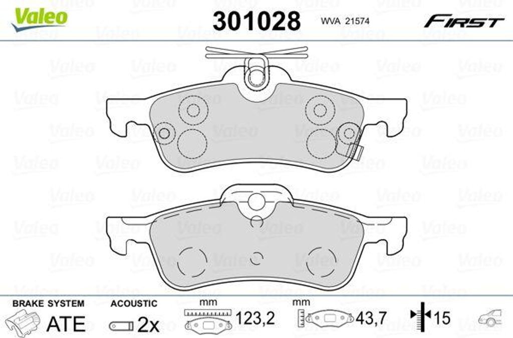 VALEO 301028 Bremsbelagsatz, Scheibenbremse OE 044660D010 kompatibel mit Yaris