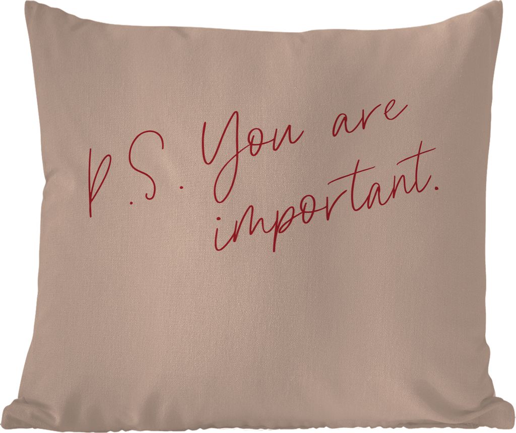 MuchoWow Outdoor Kissen - Text - P.S. Du bist wichtig - Zitate - 40x40 cm - Wetterfest - Lounge Kissen - Kopfkissen - Interieur - Polster mit Bild