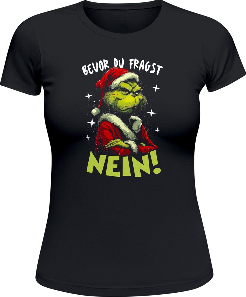 Weihnachtsshirt Damen Spruch Bevor du fragst Nein T-Shirt Weihnachten Lustig Weihnachtsoutfit Frauen Moonworks