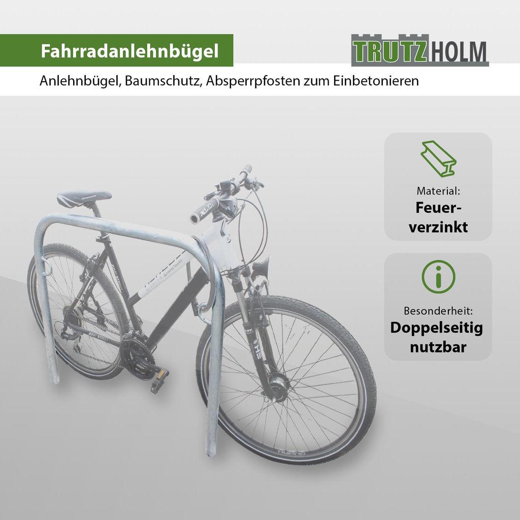 Fahrradanlehnbügel 115 x 99 cm Stahl feuerverzinkt Ø 49 mm Produktbild 