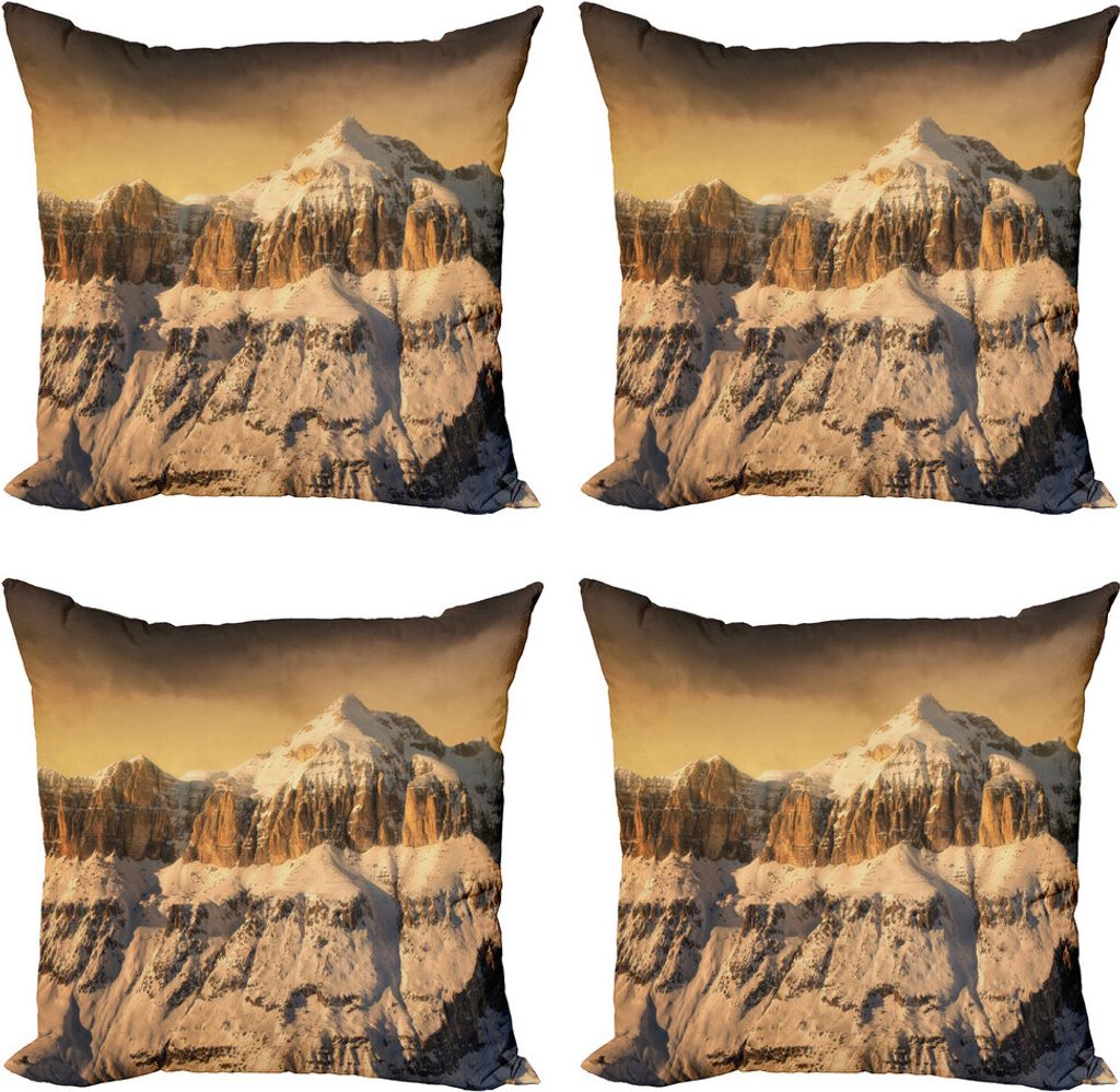 ABAKUHAUS Berg Kissenbezug Set (4 Stück), Bewölkter Himmel Berg, Moderner Doppelseitiger Digitaldruck, 50 cm x 50 cm, Sepia