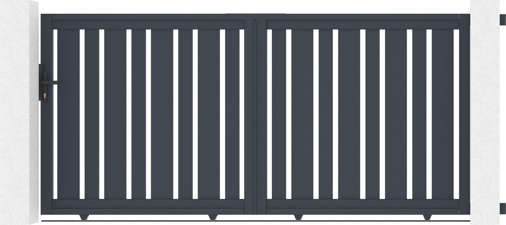 Schiebetor 3x1,4m VEYMONT + 2 EIFEL-Pfosten H.166cm Grau