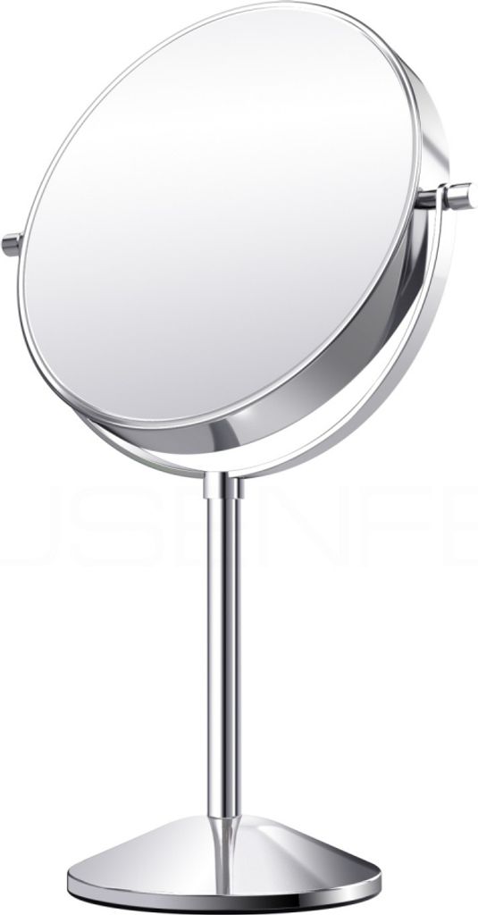 DEUSENFELD SK72C - Doppel Stand Kosmetikspiegel, Make-Up Spiegel, 7x Vergrößerung + Normal, Ø20cm, hochglanz verchromt