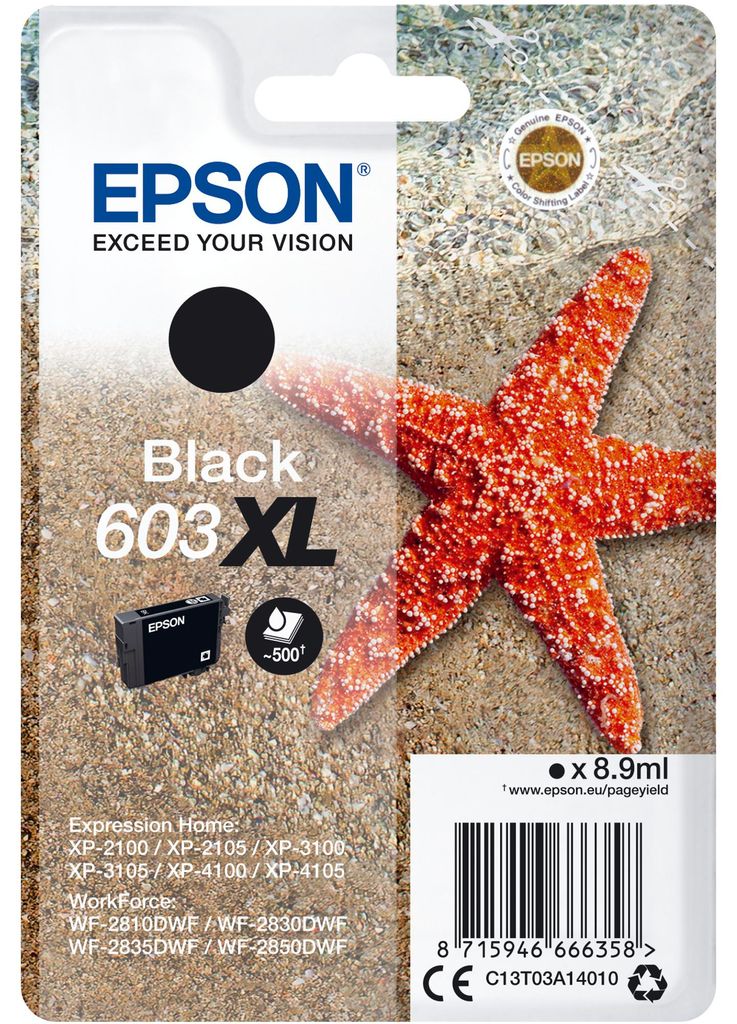 Epson Singlepack Black 603XL Ink, High (L) Yield, Czarny, Zdjęcie produktu 