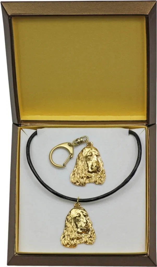 Idee Regalo Cocker Spaniel: Set Collana e Portachiavi Oro Art-Dog
