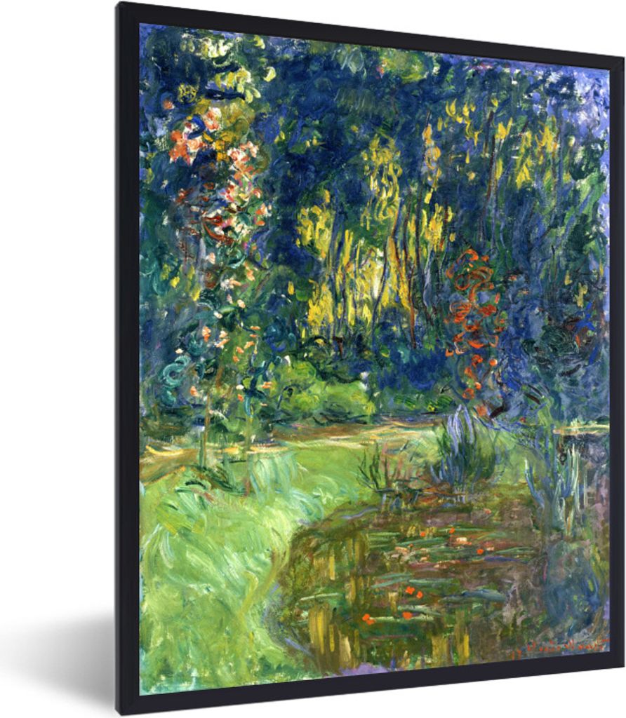 MuchoWow Gerahmtes Poster Der Seerosenteich - Gemälde von Claude Monet 30x40 cm - Poster mit Schwarzem Bilderrahmen Wandposter Rahmen Foto Bilde...