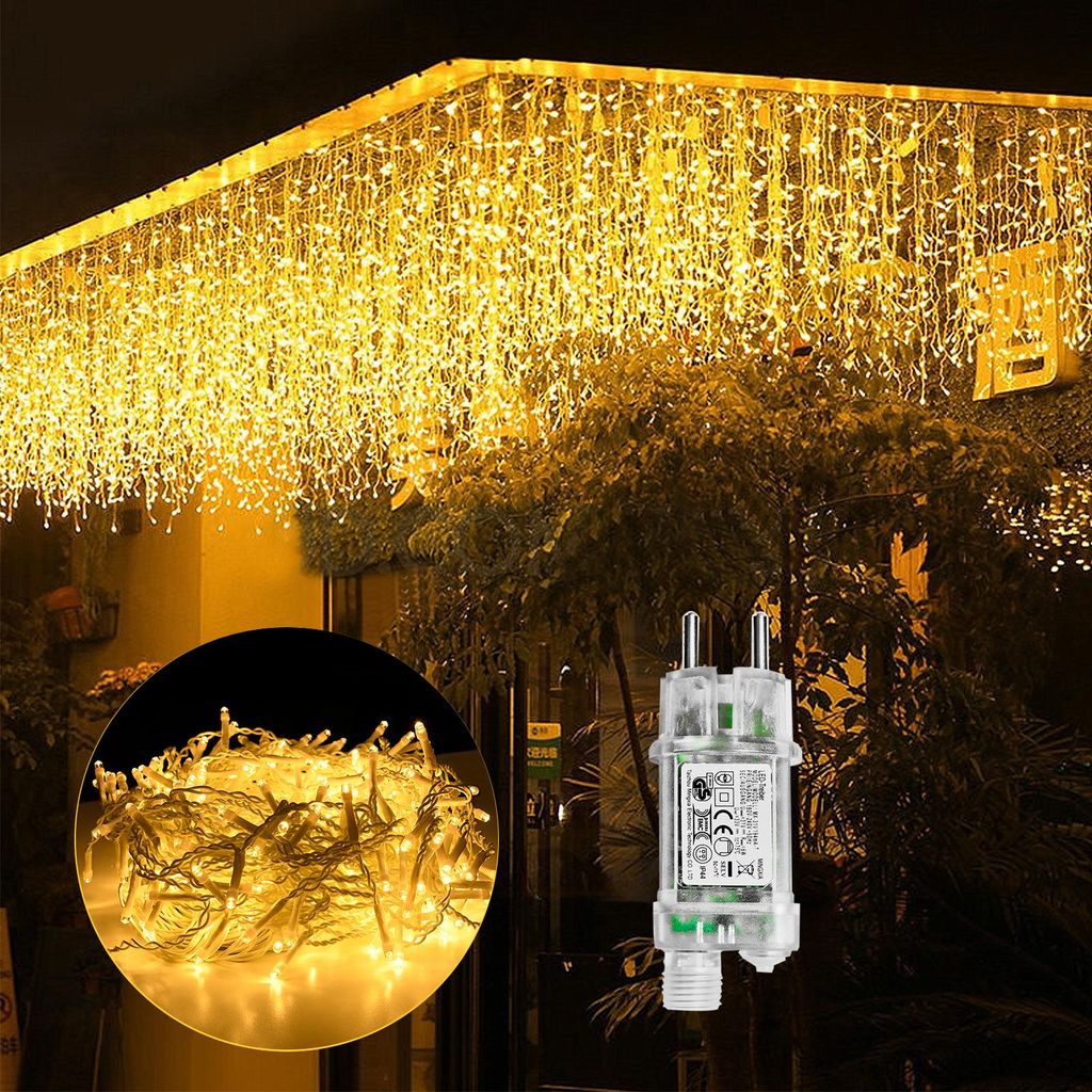 UISEBRT 10m 400 LEDs LED Lichtervorhang Warmweiß mit 8 Produktbild 