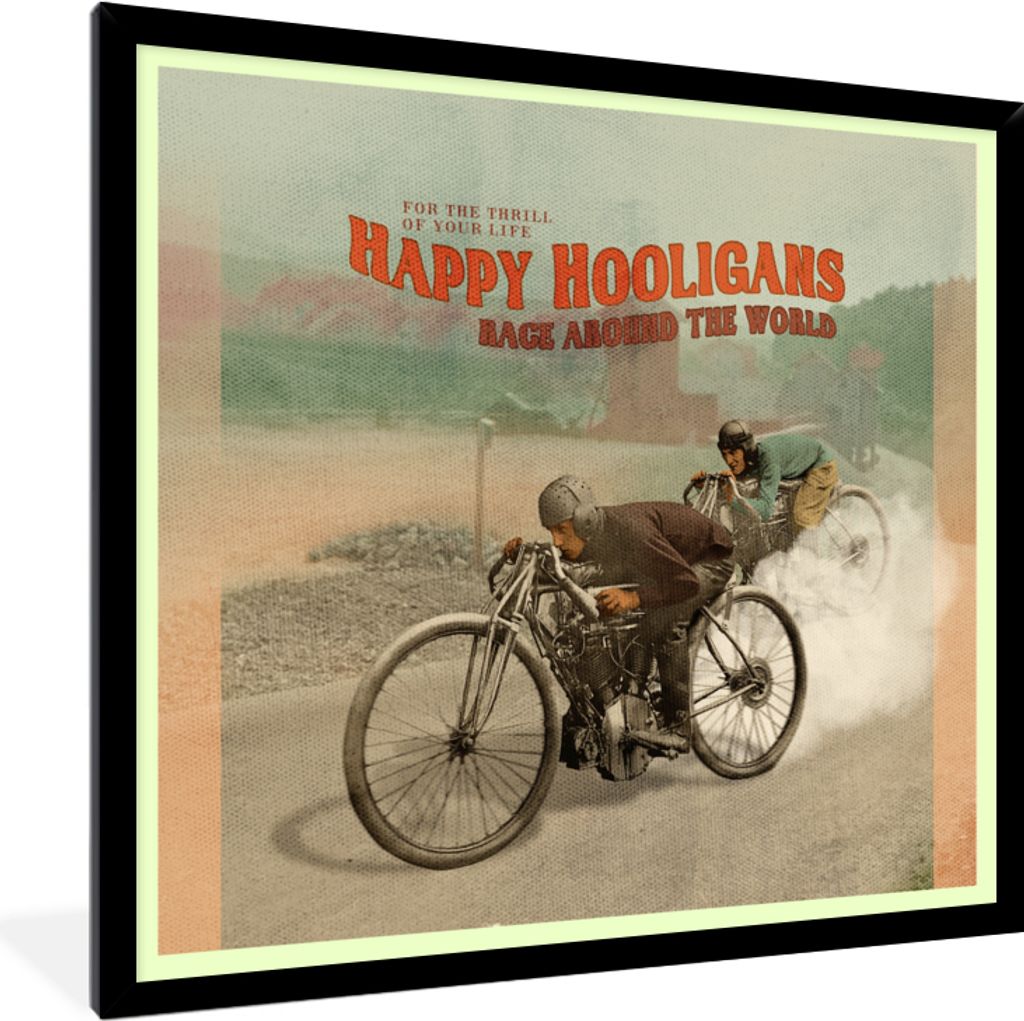 MuchoWow MuchoWow Gerahmtes Poster Mancave - Motor - Räder - Vintage 40x40 cm - Poster mit zchwarzem Bilderrahmen - Mit Rahmen - Wanddekoratio...