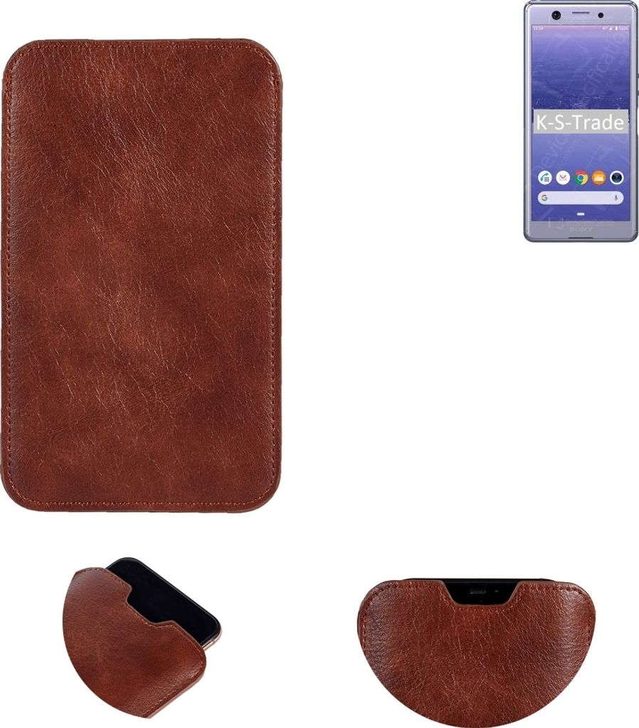 K-S-Trade Schutzhülle Handyhülle kompatibel mit Sony Xperia Ace Handytasche Kunstleder Sleeve in braun