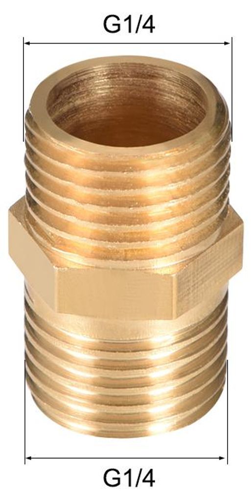 4 Stk. Messing Rohrfitting, Hex Nippel, Au?engewinde Rohr 1/4"x 1/4" G