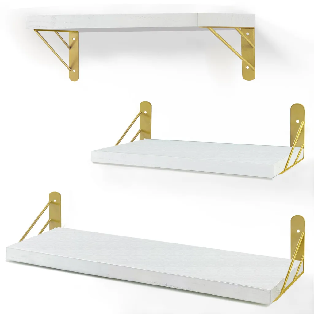 Étagère murale pour bureau ou chambre bois blanc lot de 3 tablettes