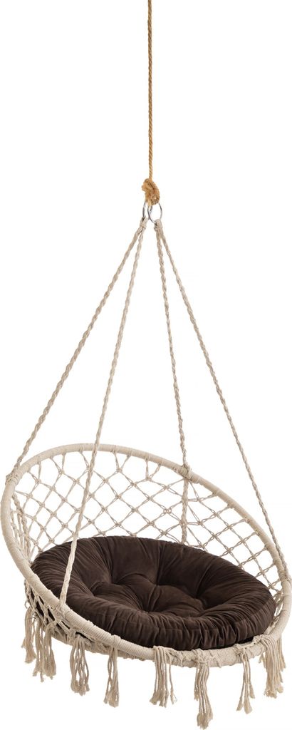 Velvet Kissen für Hängesessel, Sitzkissen für Stuhl, Hängekorb Sessel, Indoor Kissen, Waschbar Auflage, Rund, Swing, Schaukelkissen, Braun, 65 cm