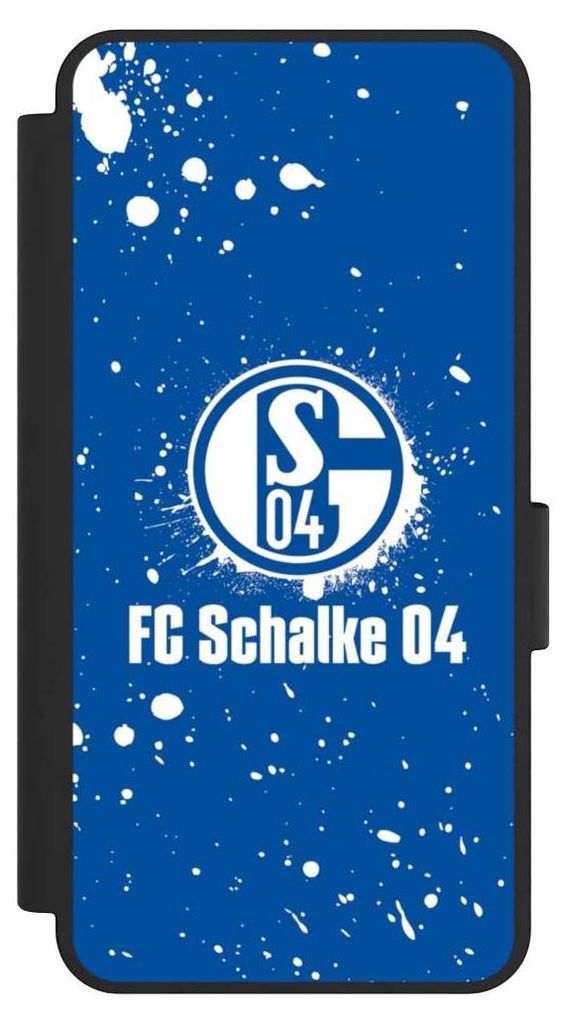 NIVOCASE Klapphülle für Samsung Galaxy S25 Edge Handyhülle aus Kunst Leder NIVOflip schwarz FC Schalke 04 Logo S04