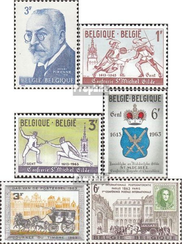 Briefmarken Belgien 1963 Mi 1300,1306-1308,1309,1310 (kompl.Ausg.) postfrisch Sondermarken