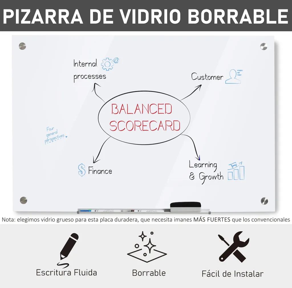 Tableau blanc 60x90 cm idéal pour organisation bureau et brainstorming