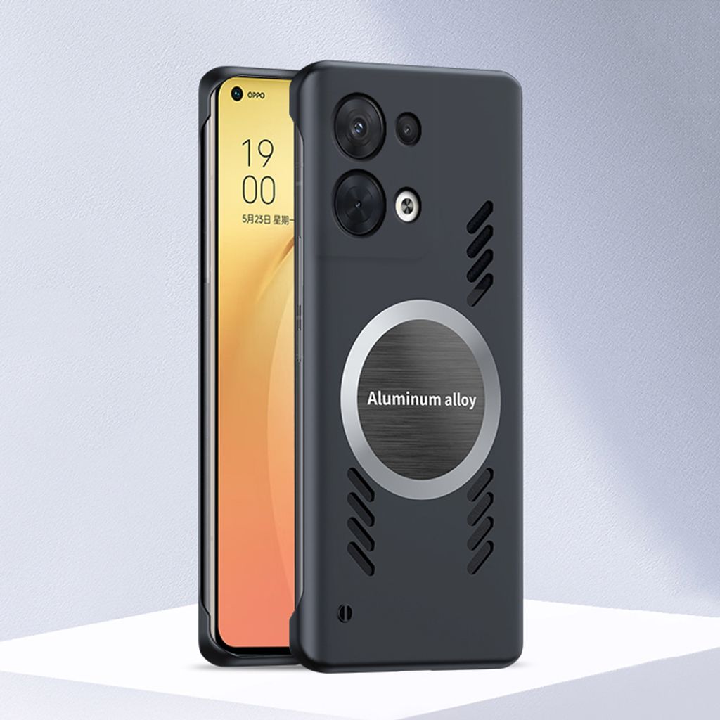 Oppo Reno8 5G Hülle, Frameless PC Matt Kühlabdeckung Loch Wärmeableitung Schutzhülle für Oppo Reno8 5G Schwarz