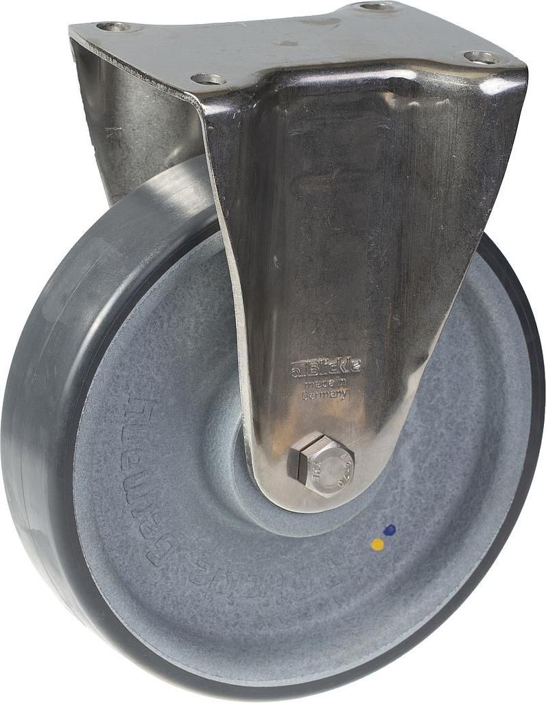 160-mm-Edelstahl-Starrlaufrolle mit grauem, elektrisch Produktbild 