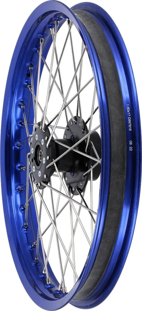 Roue complète 17 pouces pour Simson MS50 avec jante bleue anodisée