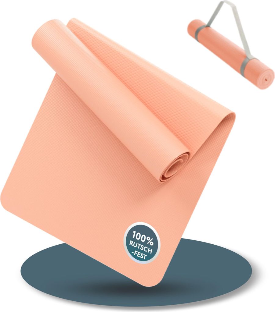 LILENO SPORTS Yoga Matte Rosé (180x60cm) inkl. Tragegurt - Produktbild 