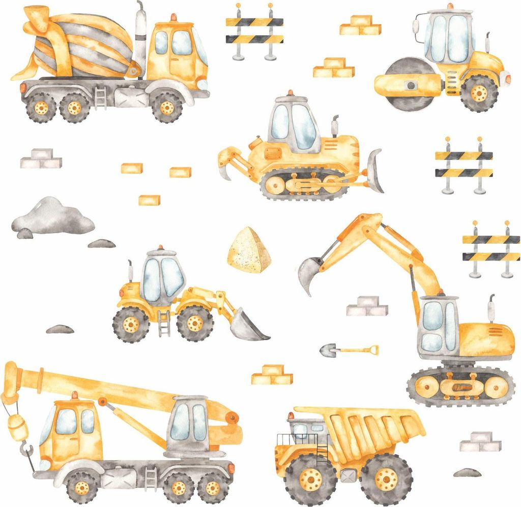 206 Wandtattoo Baustelle Aquarell - 1000 x 560 mm