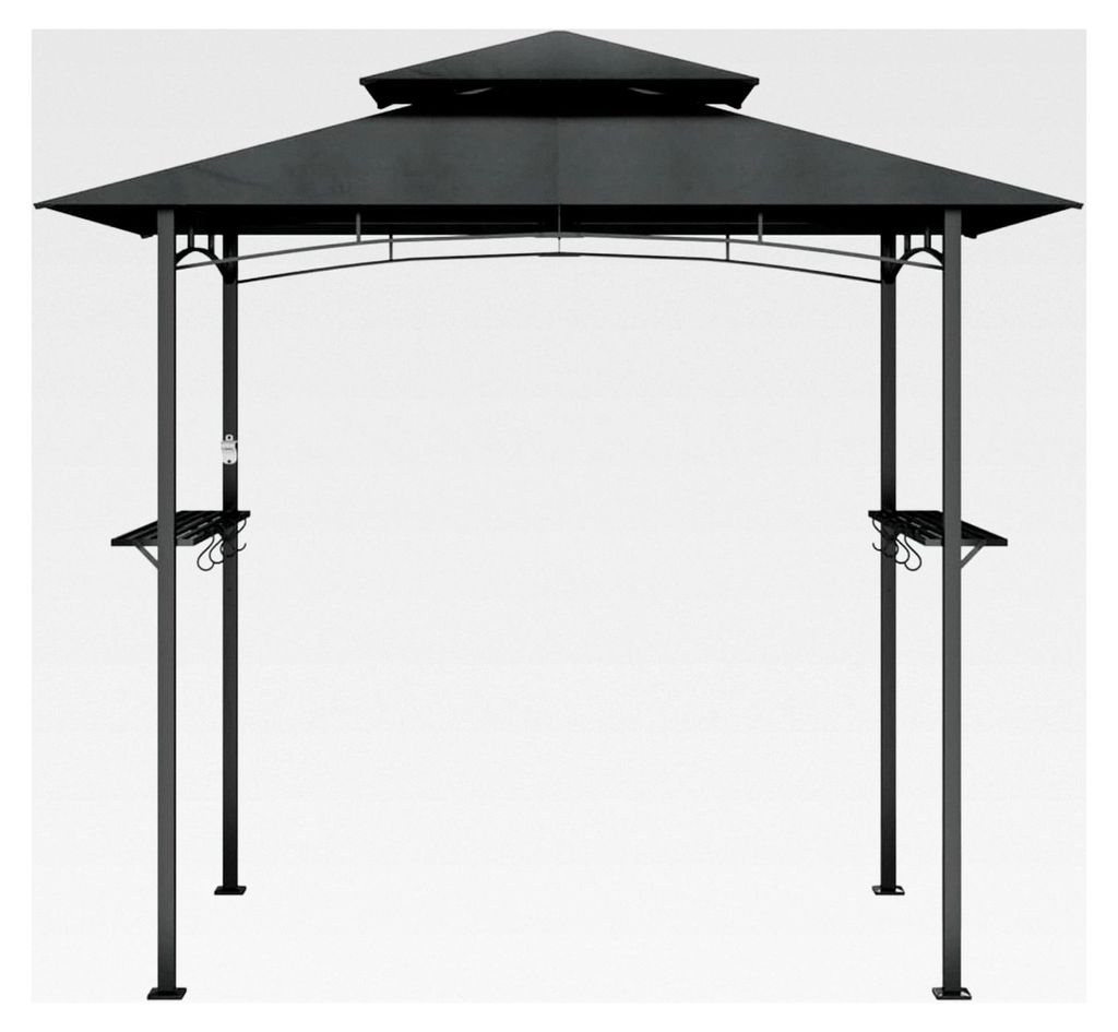 Grillpavillon mit Seitenregalen Anthrazit 240x150x243 cm Stahl
