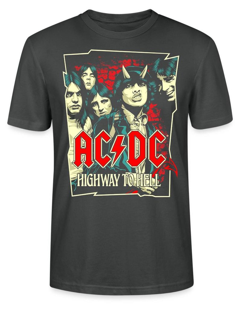 Spreadshirt AC/DC Bandlogo Bild Highway To Hell Album Uni Bio T-Shirt, M, Anthrazit