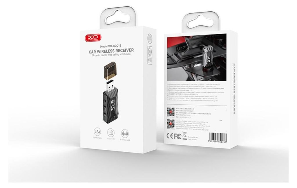 XO FM-Transmitter BCC16 Bluetooth MP3 KFZ-Adapter schwarz Produktbild 