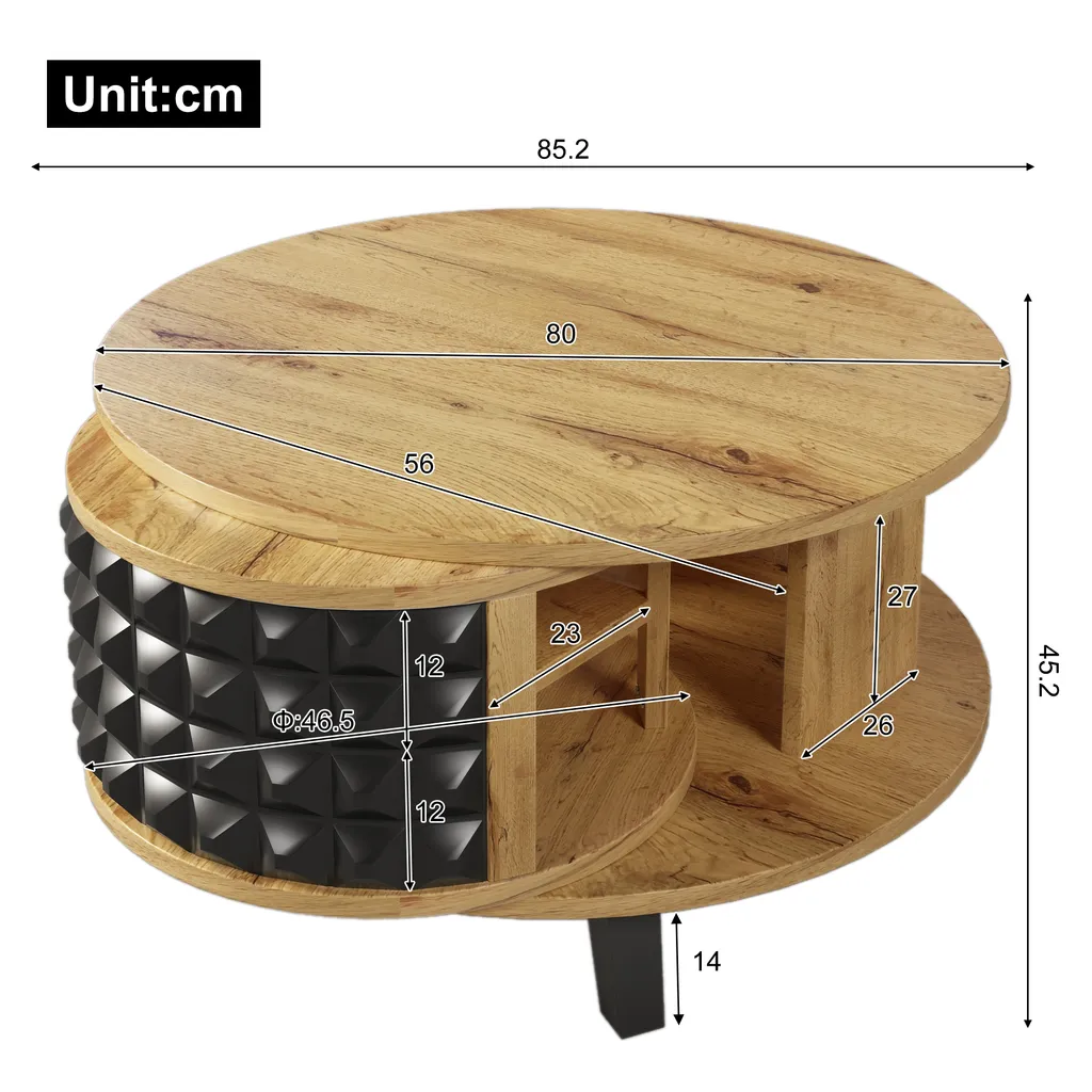 Table basse rotative carrée avec coffre de rangement intégré bois - 4