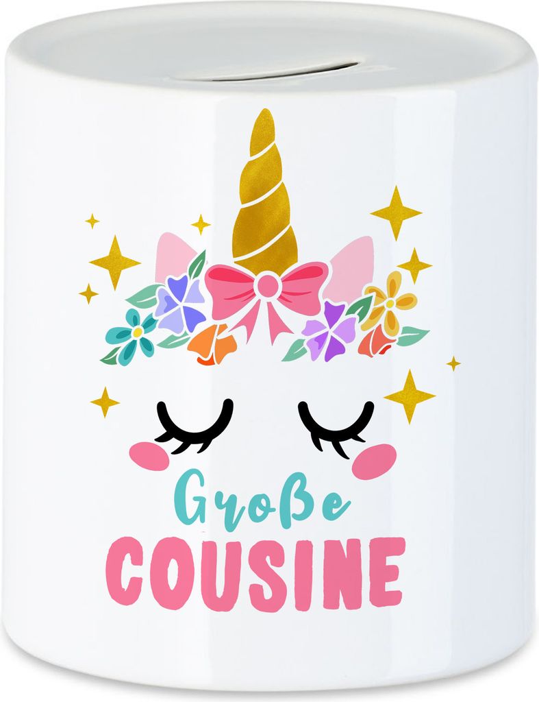Große Cousine Spardose Lieblingscousine Geschenkidee Geburtstag Einhorn Beste Cousine