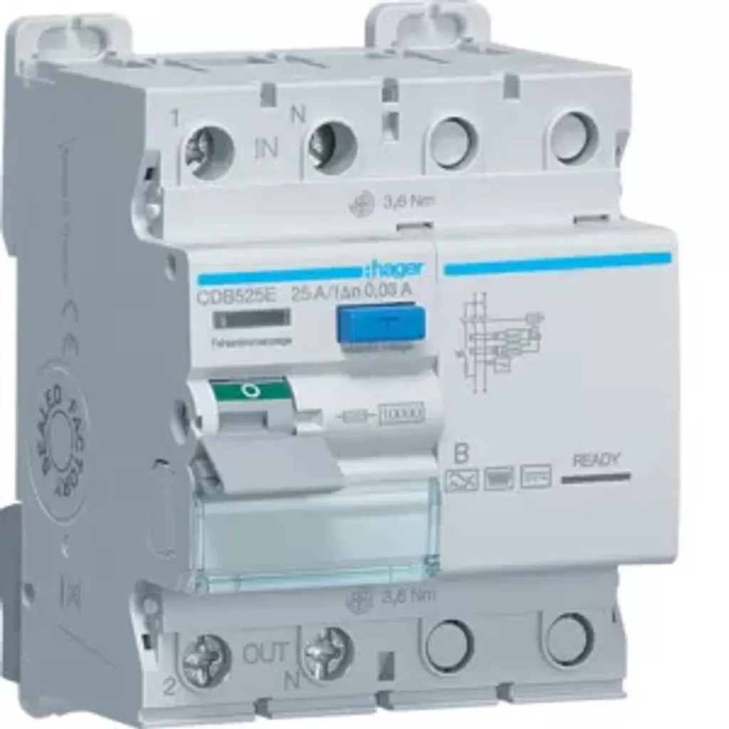 Hager CDB525E Interrupteur différentiel Type B 25A 30mA spécial recharge
