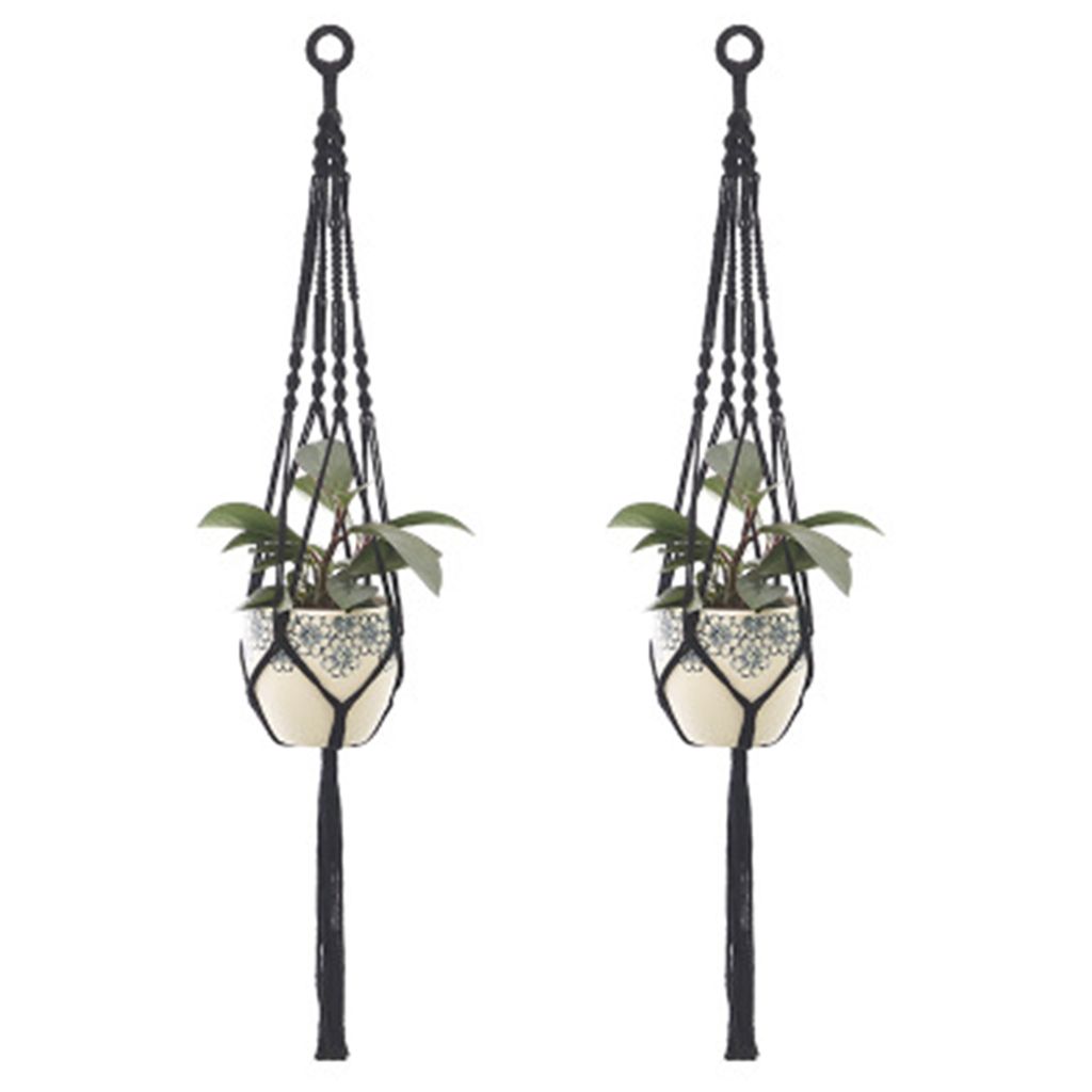 2er Set Makramee Blumenampel, Boho Deko Baumwollseil Hängeampel Blumentopf Pflanzen Halter Aufhänger für Innen Außen Decken Balkone Wanddeko