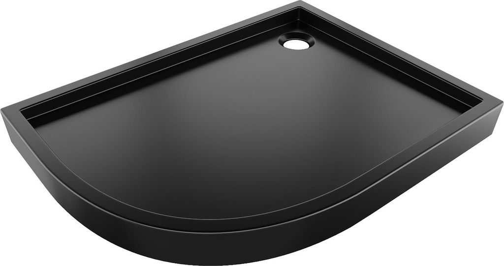 Mexen Flow+ asymmetrische rechte, halbrunde Duschwanne 100 x 90 cm, schwarz matt - 46Q709010RH