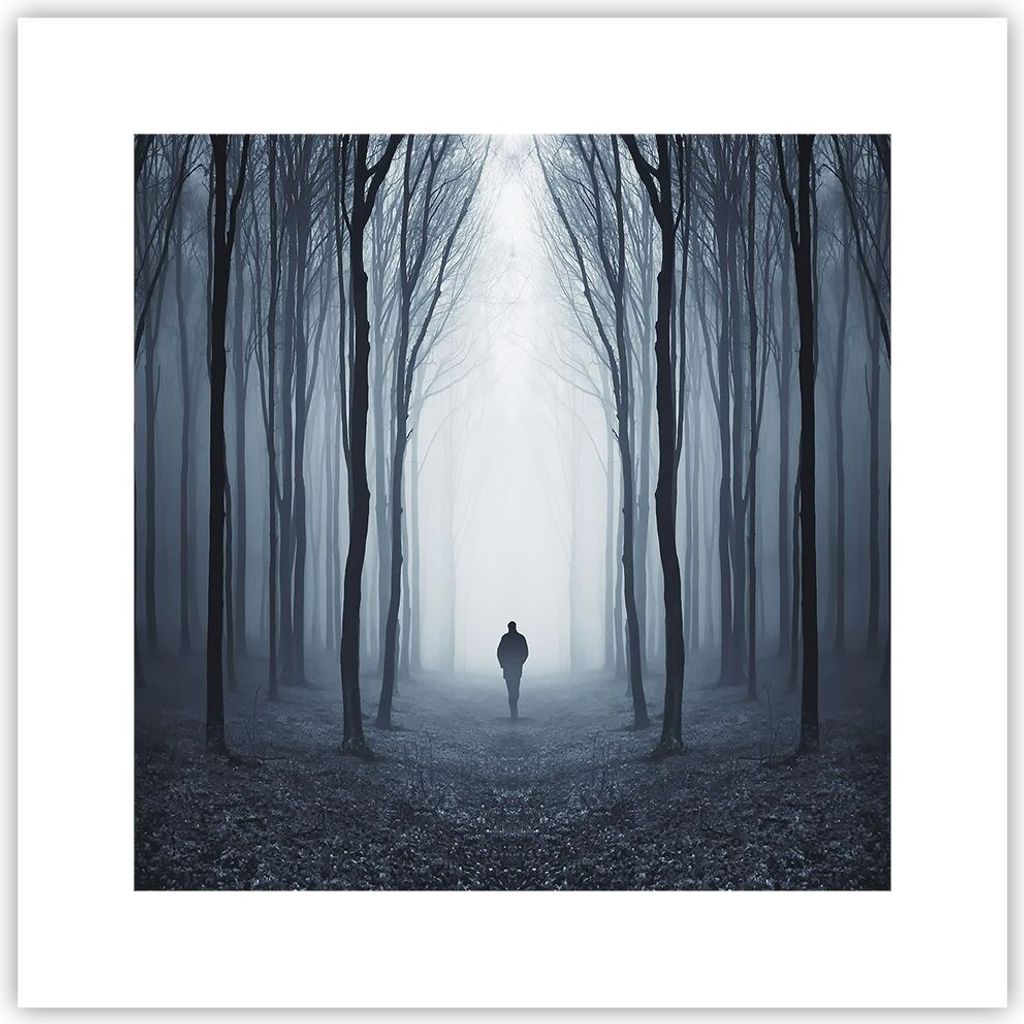 Poster - Poster ohne Rahmen - Charakter Wald Einsamkeit - 30x30 cm - Wand Bild - Wanddeko - Wandbilder - Kunstposter - Wandposter - Bilder - Kunstd...