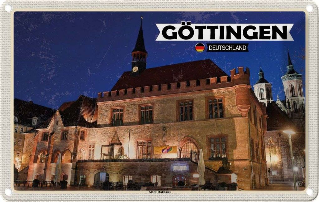 vianmo Blechschild 12x18 cm Göttingen Altes Rathaus Bildmotiv Reisemotiv Abenteuer Reisen