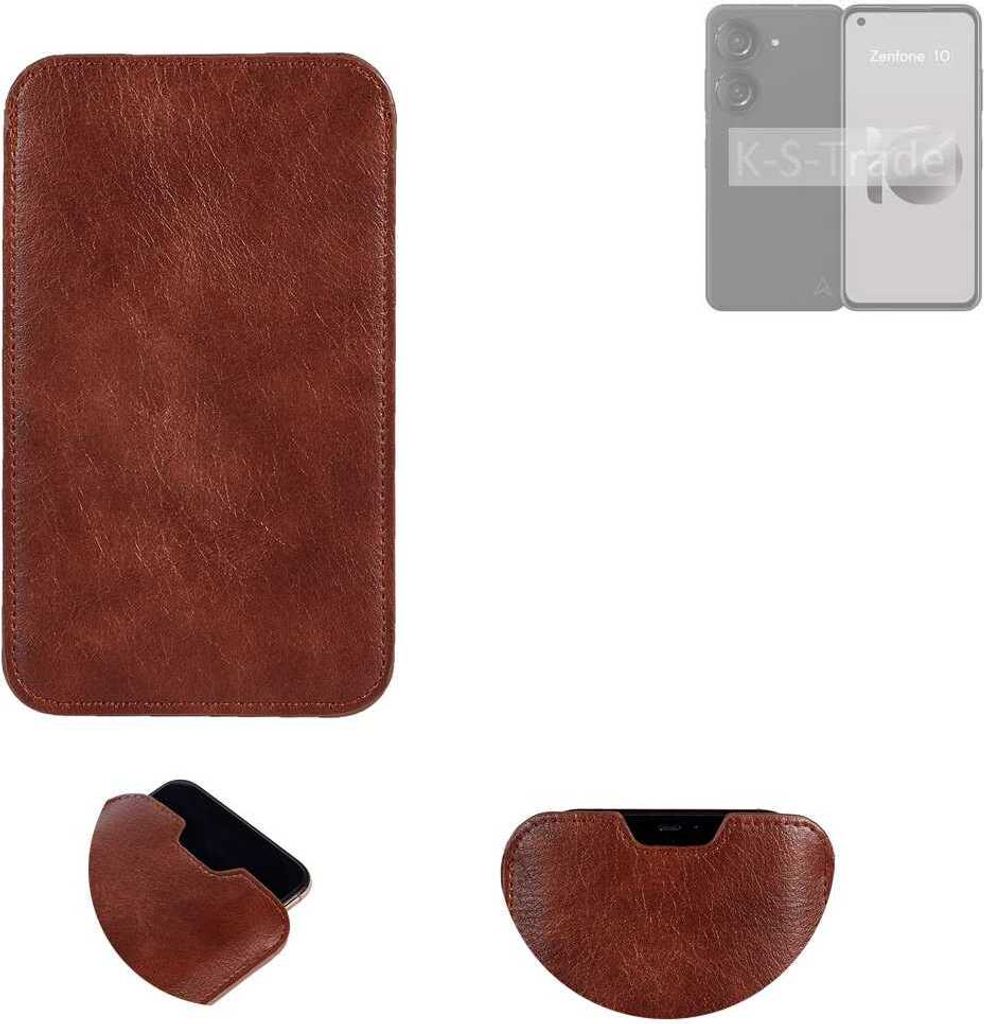 K-S-Trade Schutzhülle Handyhülle kompatibel mit Asus Zenfone 10 Handytasche Kunstleder Sleeve in braun
