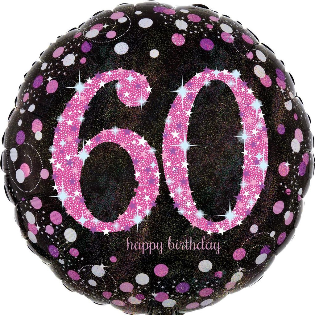 amscan Folienballon Sparkling 60 pink/schwarz Ø43cm Produktbild 