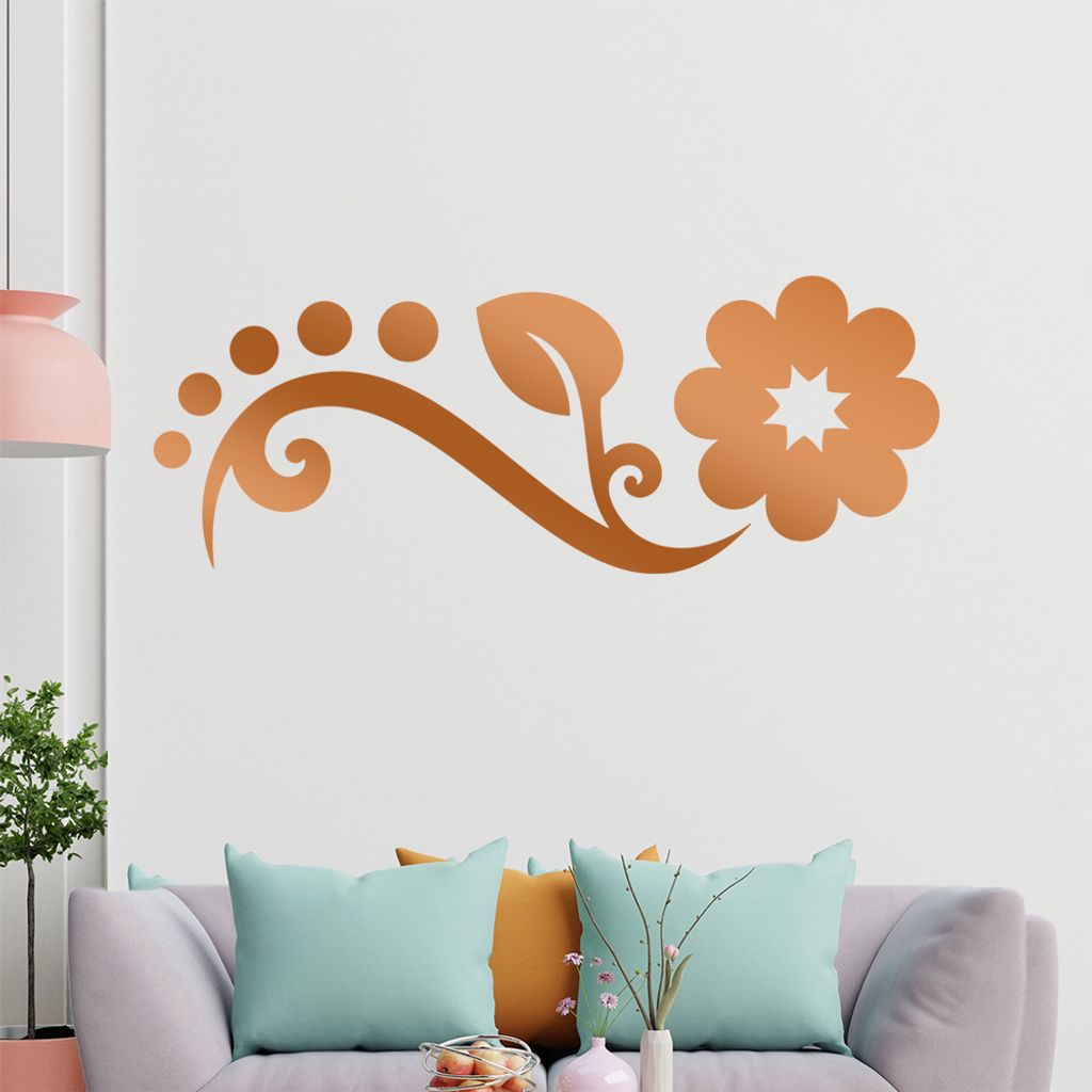 Blume - Linien Punkte Wandtattoo in 6 Größen - Wandaufkleber Wall Sticker - Dekoration, Küche, Wohnzimmer, Schlafzimmer, Badezimmer