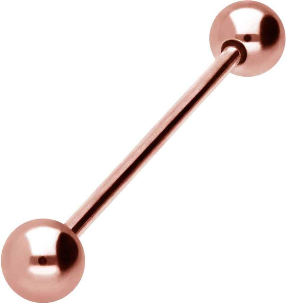 Zungenpiercing, Intim-Piercing Titan Barbell RoséGold Stablänge: 33mm + Stabstärke: 1,6mm + Kugelgröße: 6mm