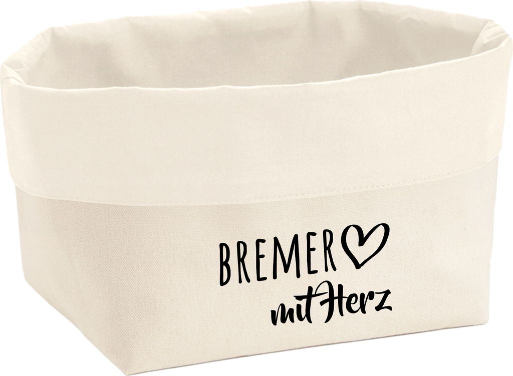 Huuraa Organizer Bremer mit Herz 8 Liter Large Canvas Baumwolle Utensilo Geschenkidee