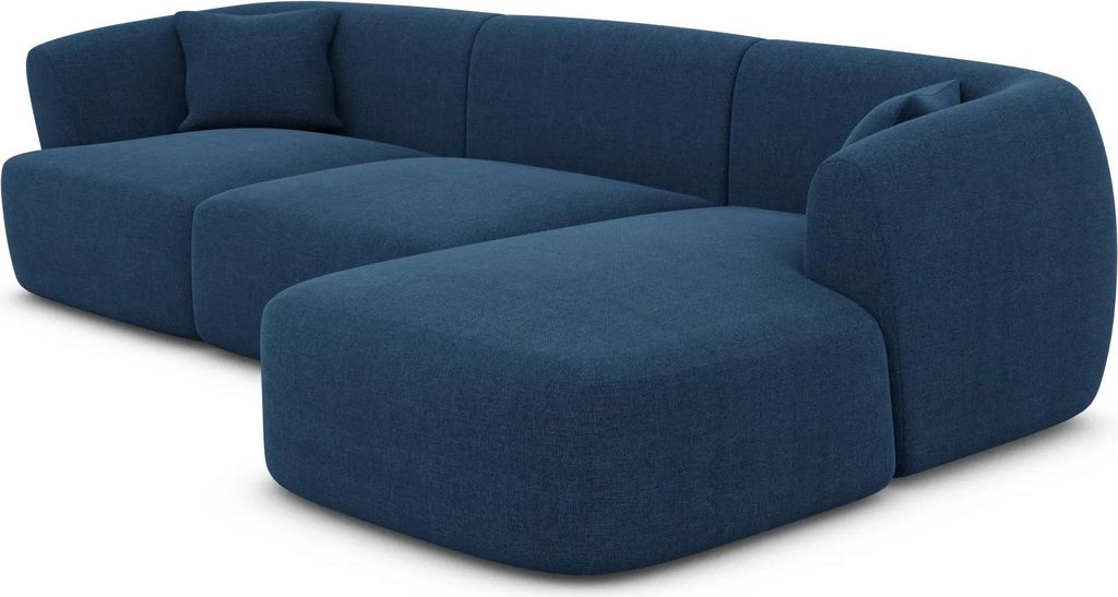 Strukturstoff L-Form Sofa Elvira Dunkelblau Rechts