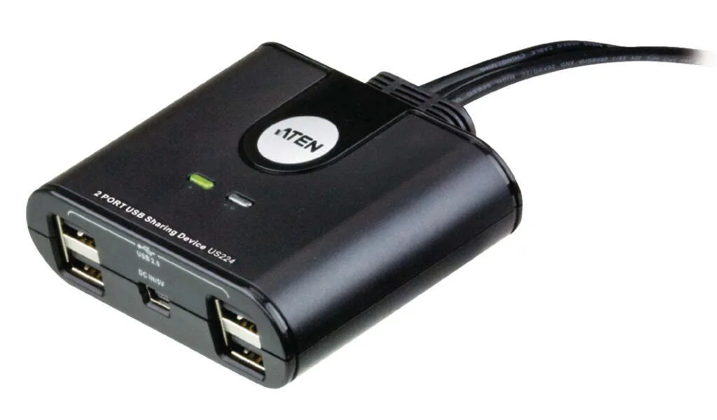 Switch KVM USB 2 Ports ATEN US224 Idéal pour Télétravail et Double PC