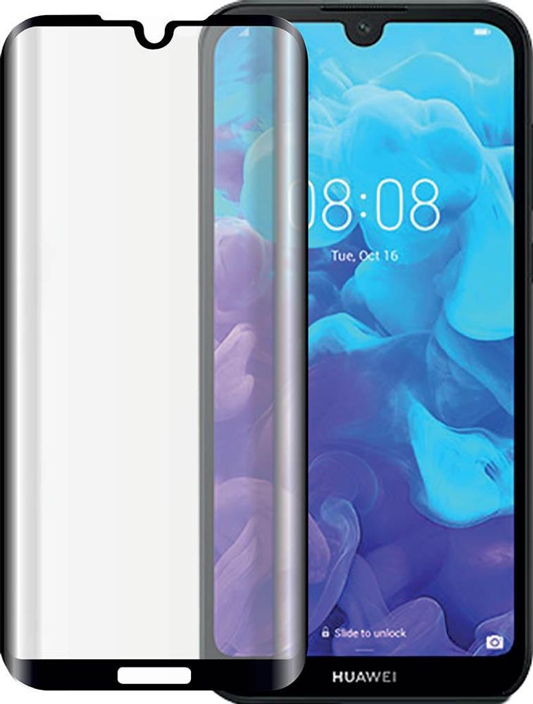 BigBen Connected, Ölabweisende Glas-Displayfolie für Huawei Y5 2019, Schwarz transparent